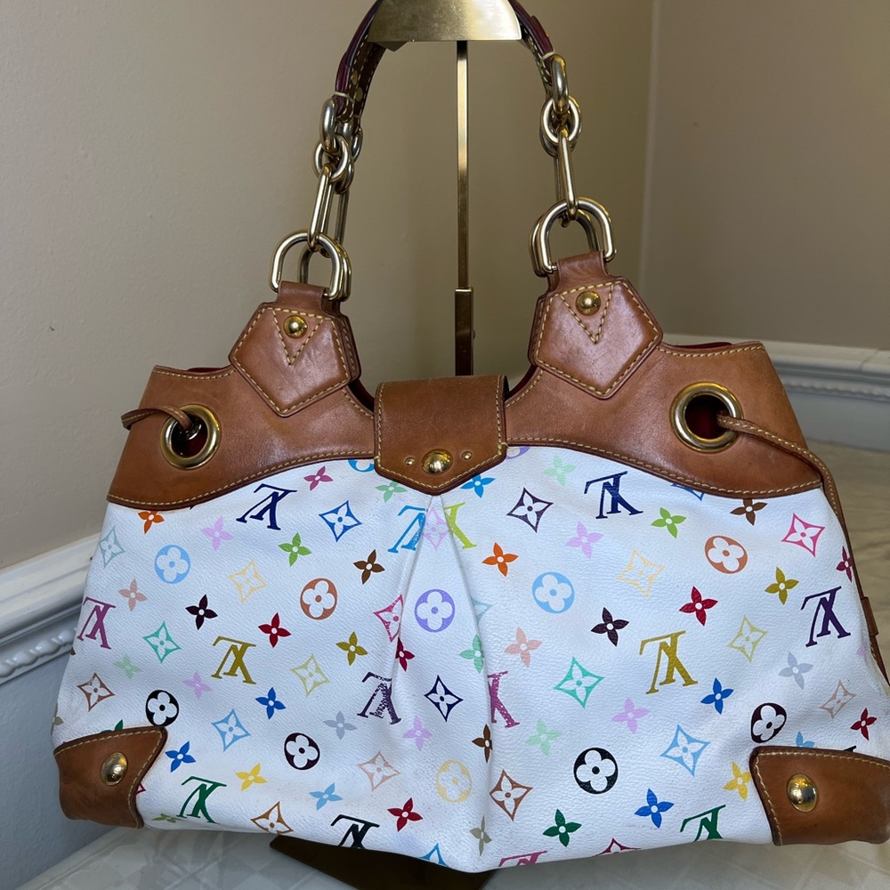 Louis Vuitton White Murakami Ursula Multicolor Monogram Handbag with buckle - Picture 2 of 6